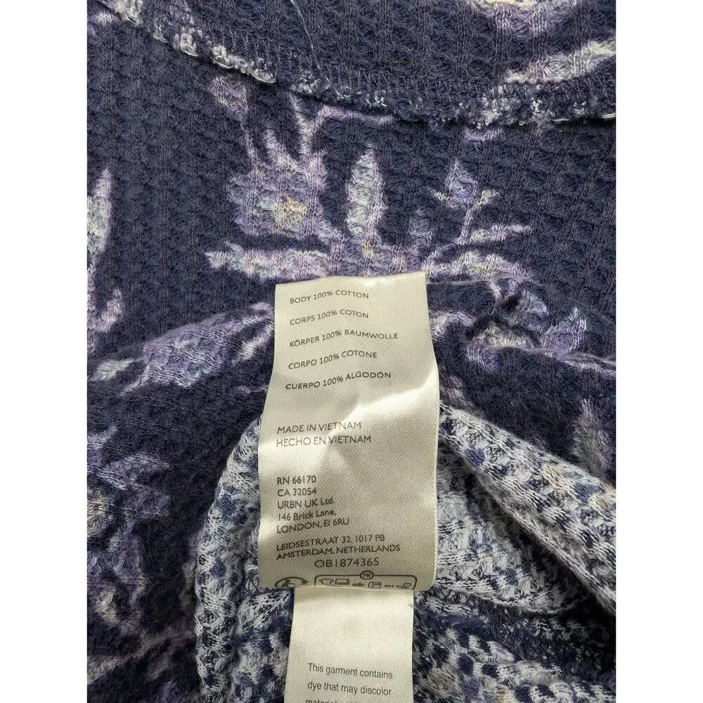 We The Free People Pretty Little Thermal Womens XS Purple Floral Y2K Layer Shirt